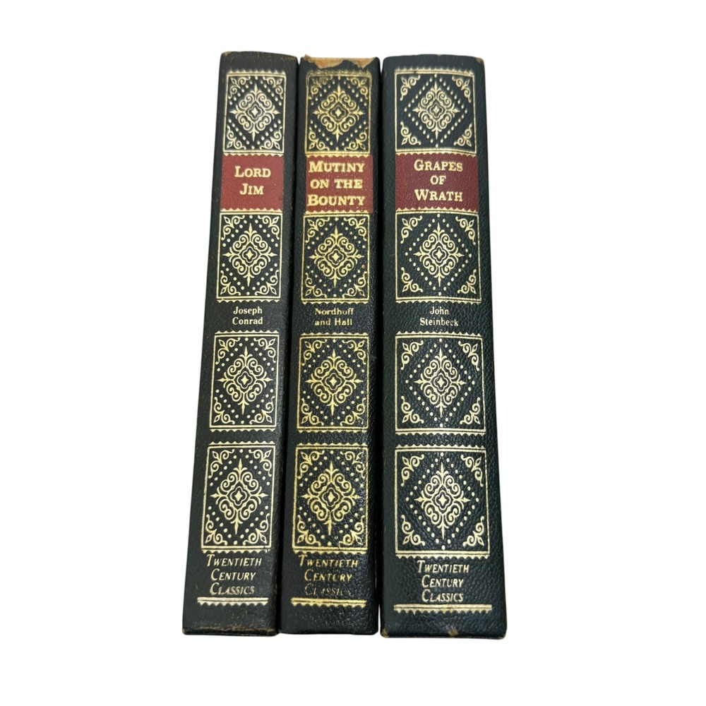 Vintage Faux Leather Classics Books Gilded Green Hardcover Book Stack Decor